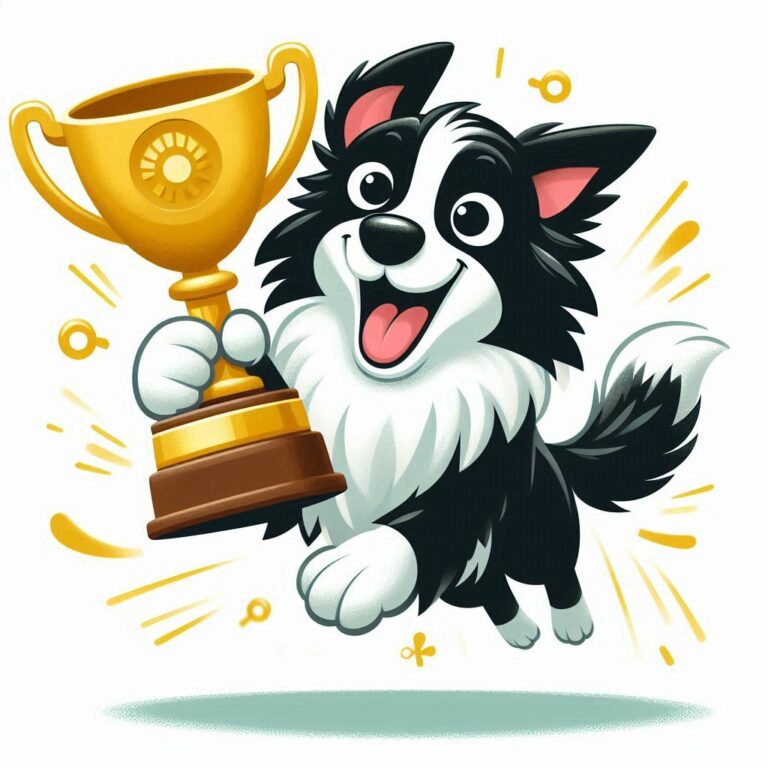 Chiot Border Collie avec un trophée